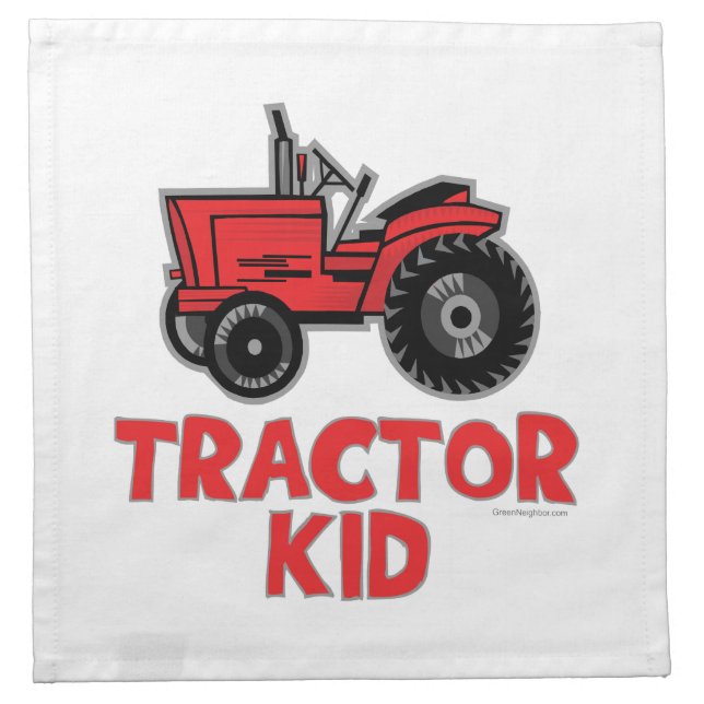Funny Tractor Kid Red Napkin (Front)