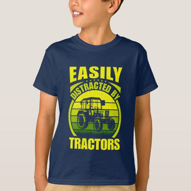 funny tractor loving farming word art  T-Shirt (Front)