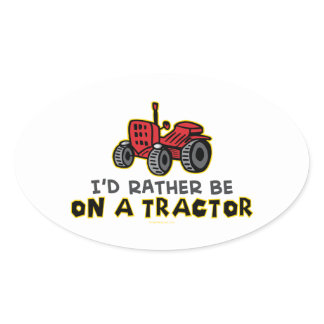 Funny Tractor Oval Sticker