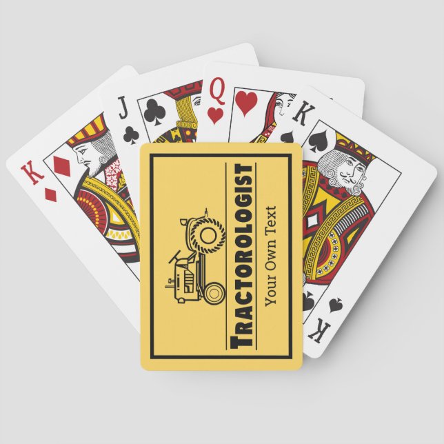 Funny Tractor Personalize Tractorologist Yellow Poker Cards (Back)