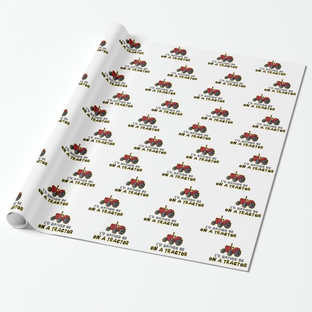 Funny Tractor Wrapping Paper (Unrolled)