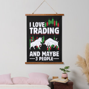 Funny Trading Quote Bull & Candlestick Daytrading Hanging Tapestry