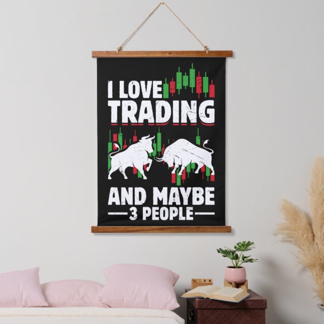 Funny Trading Quote Bull & Candlestick Daytrading  Hanging Tapestry (Bedroom)