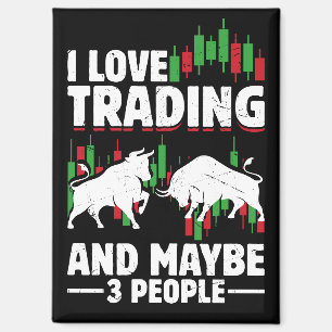 Funny Trading Quote Bull & Candlestick Daytrading Magnet