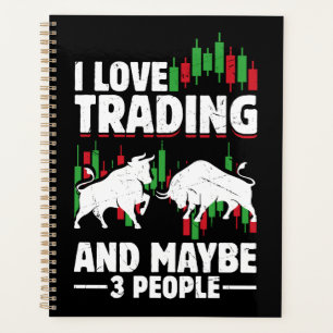 Funny Trading Quote Bull & Candlestick Daytrading Planner
