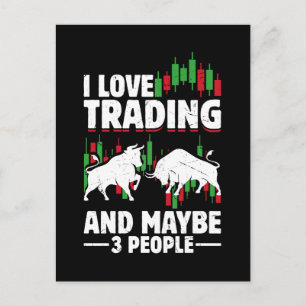Funny Trading Quote Bull & Candlestick Daytrading Postcard