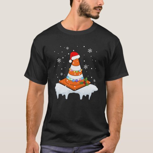 Funny Traffic Cone Santa Christmas Light Family Pa T_Shirt