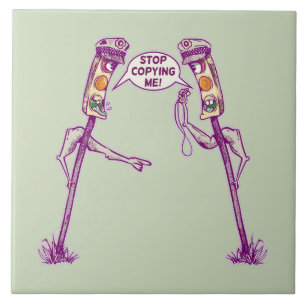 Funny traffic lights ceramic tile