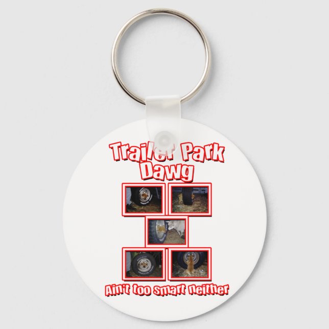 Funny Trailer Park Dawg Red Keychain (Front)
