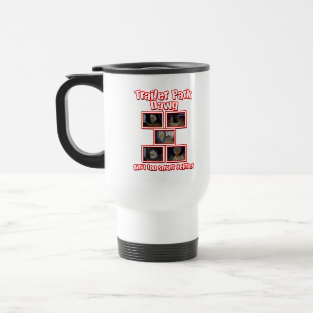 Funny Trailer Park Dawg Red Travel Mug (Left)