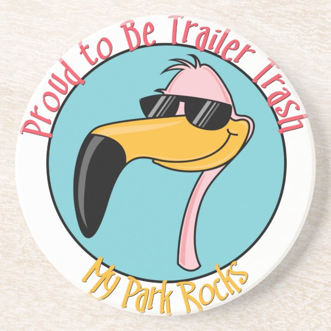 Funny Trailer Park Sandstone Coaster (Front)