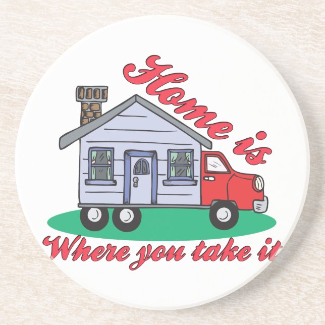 Funny Trailer Park Sandstone Coaster (Front)