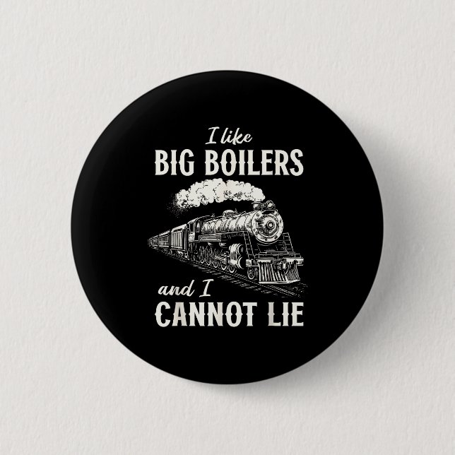 Funny Train Big Boilers Steam Locomotive Freight  Button (Front)