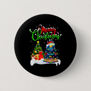 Funny Train Lover Xmas Lighting Santa Train Christ Button