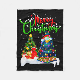 Funny Train Lover Xmas Lighting Santa Train Christ Fleece Blanket