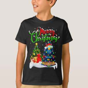 Funny Train Lover Xmas Lighting Santa Train Christ T-Shirt