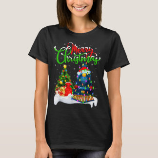 Funny Train Lover Xmas Lighting Santa Train Christ T-Shirt