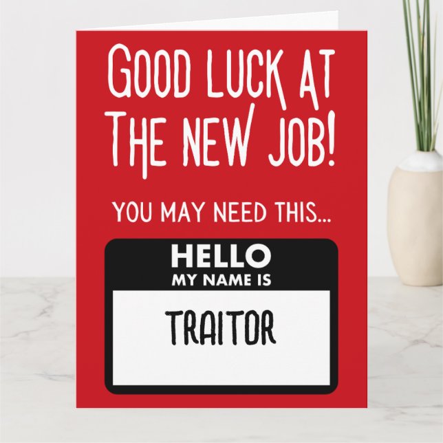Funny 'Traitor Badge' Coworker Leaving Thank You Card (Front)