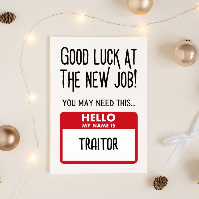 Funny 'Traitor Badge' Coworker Leaving Thank You Card (Funny 'Traitor Badge' Coworker Leaving Thank You Card)