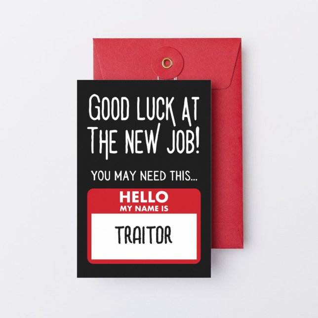 Funny 'Traitor Badge' Coworker Leaving Thank You Card (Funny 'Traitor Badge' Coworker Leaving Thank You Card)