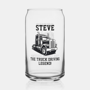 Funny Transport Semi Truck Driver Custom Name Can Glass
