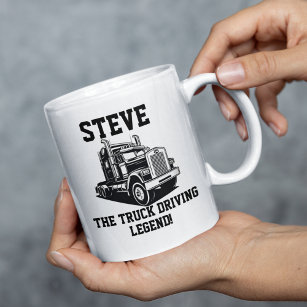Funny Transport Semi Truck Driver Custom Name Coffee Mug