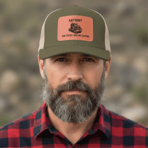 Funny Transport Semi Truck Driver Custom Name Leather Patch Hat