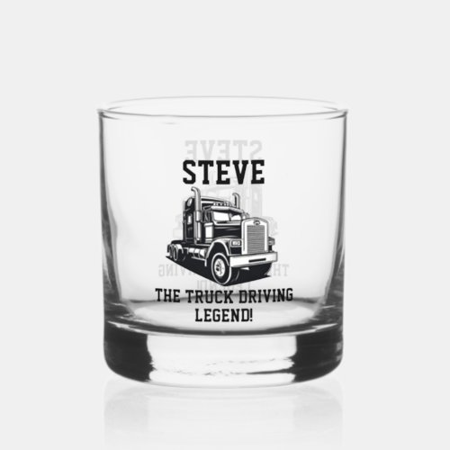 Funny Transport Semi Truck Driver Custom Name Whiskey Glass