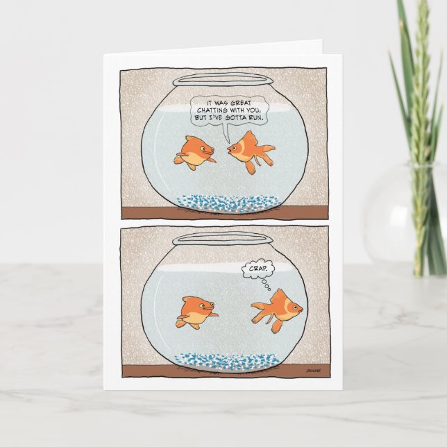 Funny Trapped Goldfish Birthday Card (Front)