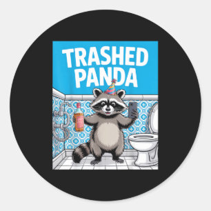 Funny Trashed Panda Raccoon Gets Drunk 1ff512797a7 Classic Round Sticker