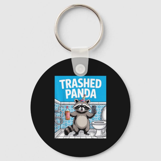 Funny Trashed Panda Raccoon Gets Drunk 1ff512797a7 Keychain (Front)