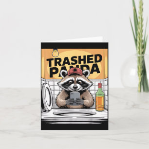 Funny Trashed Panda Raccoon Gets Drunk  Card