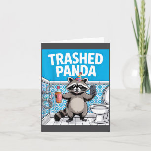 Funny Trashed Panda Raccoon Gets Drunk  Card