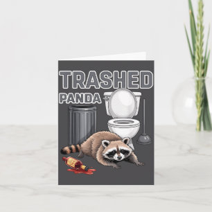 Funny Trashed Panda Raccoon Gets Drunk  Card