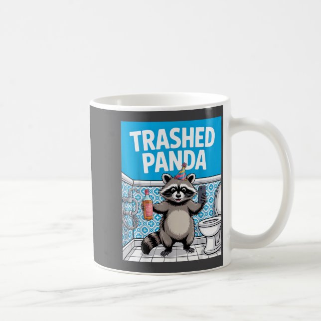 Funny Trashed Panda Raccoon Gets Drunk  Coffee Mug (Right)