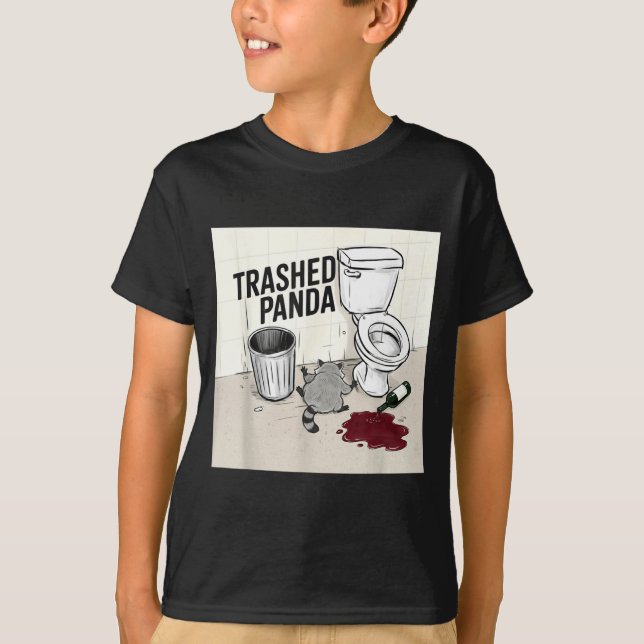 Funny Trashed Panda Racoon Gets Drunk  T-Shirt (Front)