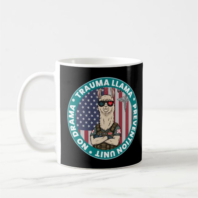 Funny Trauma Llama Prevention Unit Medical  Tri-Bl Coffee Mug (Left)