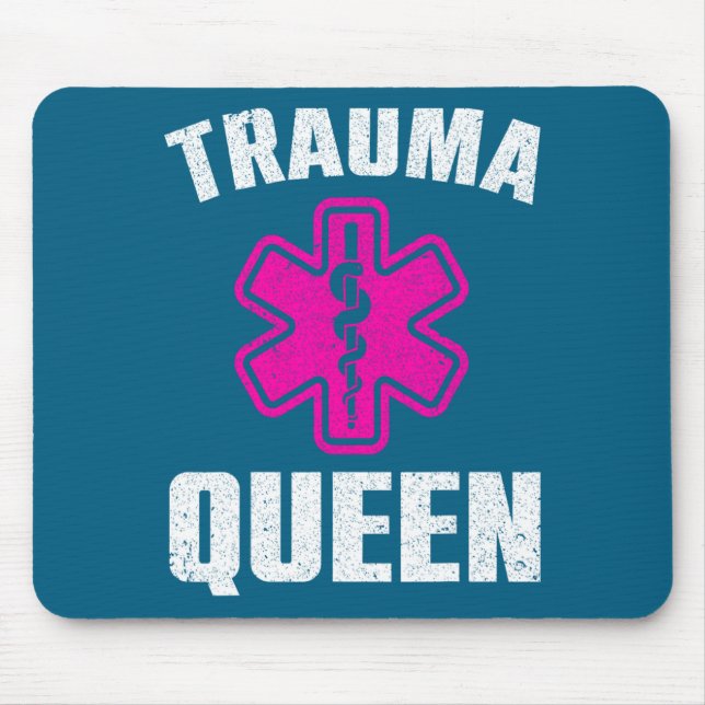 Funny Trauma Queen Art For Paramedic Women Emt Lov Mouse Pad (Front)