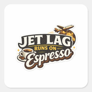 Funny Travel Coffee Lover Hat Square Sticker