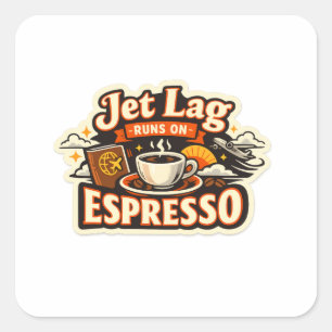 Funny Travel Coffee Lover Hat Square Sticker