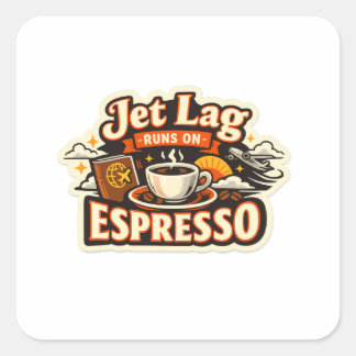  Funny Travel Coffee Lover Hat Square Sticker