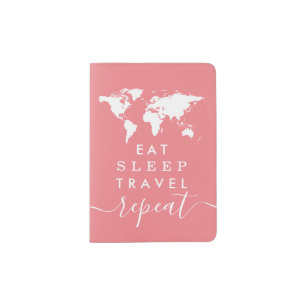 Funny Travel Eat Sleep Repeat Custom Color Passport Holder