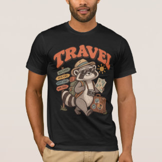 Funny Travel Raccoon T-Shirt – Vintage Adventure F