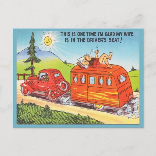 Funny Travel Trailer RV Camping Camper Cartoon Postcard