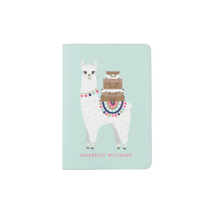 Funny Traveling Alpaca Personalized Passport Holder