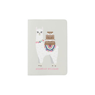 Funny Traveling Alpaca Personalized Passport Holder