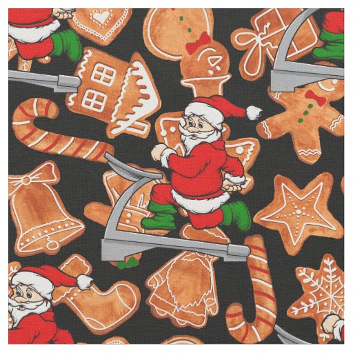 funny treadmill santa cookies fabric