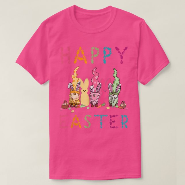 Funny Tree Bunny Gnome Ears Hunt Eggs Spring Happy T-Shirt (Design Front)