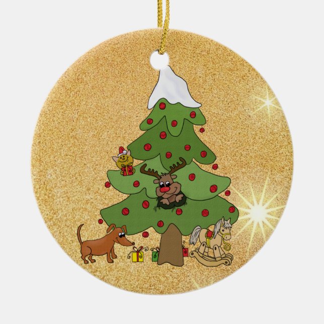 funny tree ceramic ornament (Front)