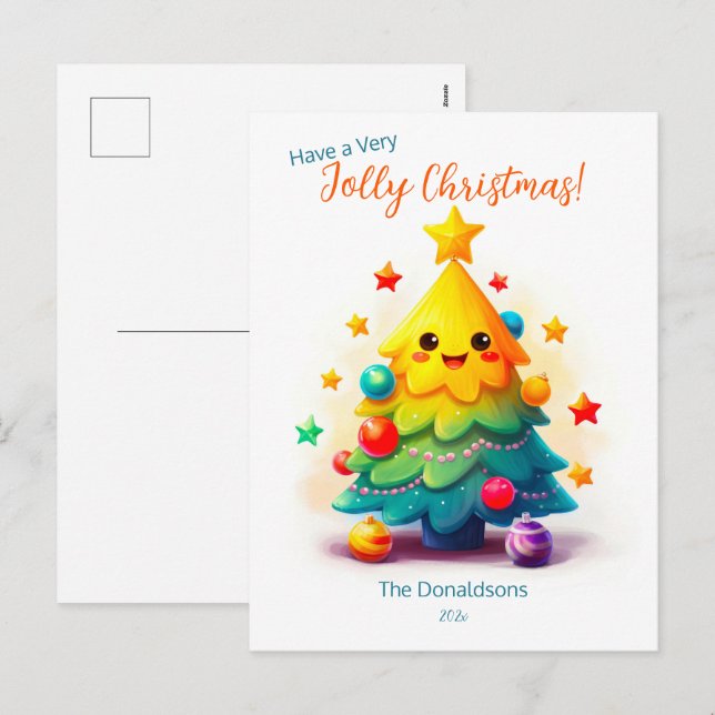 Funny Tree Christmas Postcard (Front/Back)